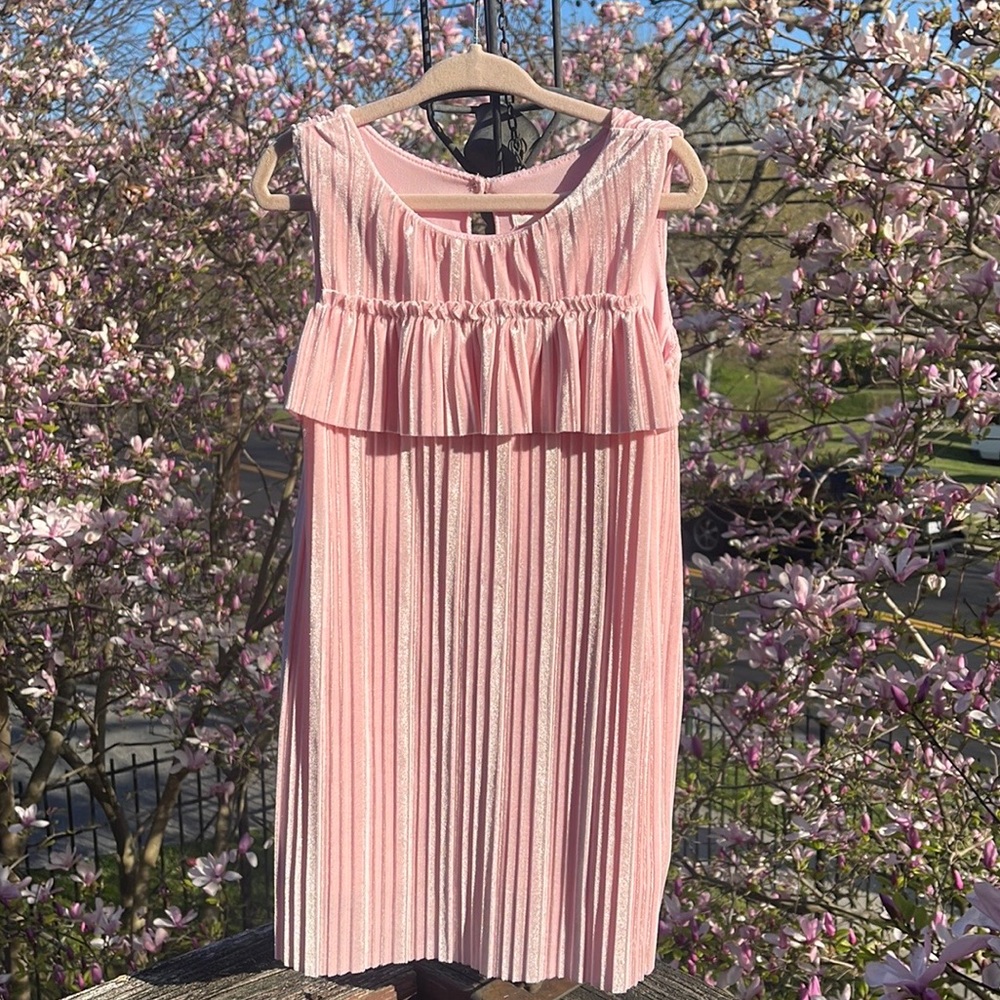CAT & JACK Pleated Blush Pink Velvet Sleeveless Shift Dress Size 2T